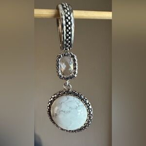 Large Michael Dawkins Sterling 925 Silver White Howlite Pendant